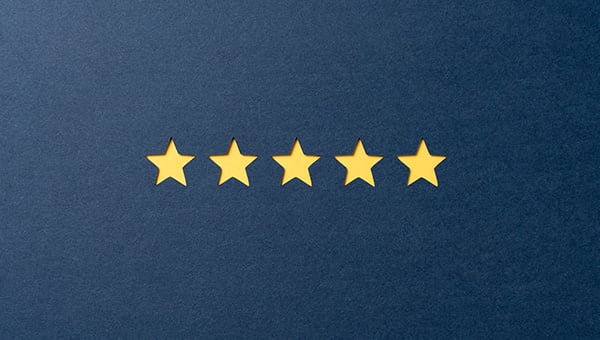Five stars with a blue background.